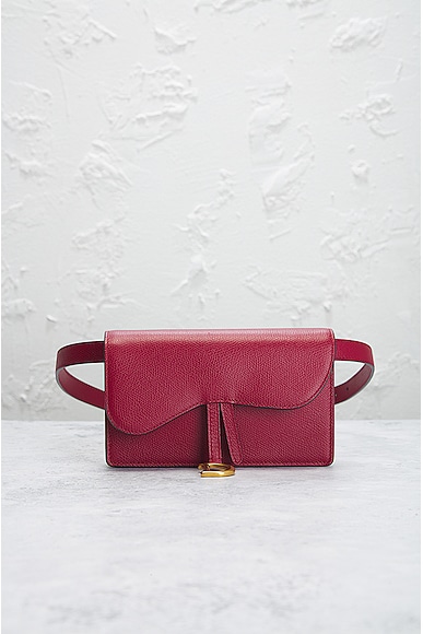 Shop Dior Saddle Waist Bag In Red