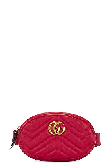 FWRD Renew Gucci GG Marmont Quilted Belt Bag in Red