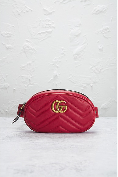 Shop Gucci Gg Marmont Quilted Belt Bag In Red