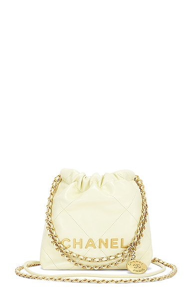 Pre-owned Chanel Chain Bucket Bag In Ivory