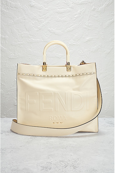 Shop Fendi Sunshine 2 Way Tote Bag In Ivory