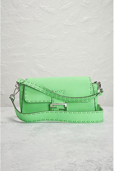 Shop Fendi Mama Baguette Shoulder Bag In Green