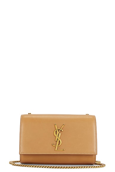 Shop Saint Laurent Small Kate Bag In Brown Gold