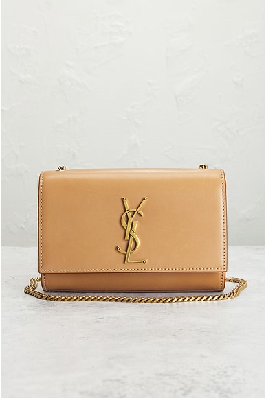 Shop Saint Laurent Small Kate Bag In Brown Gold