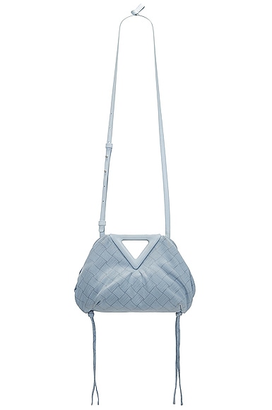 FWRD Renew Bottega Veneta Nylon Triangle Handle Pouch in Baby Blue