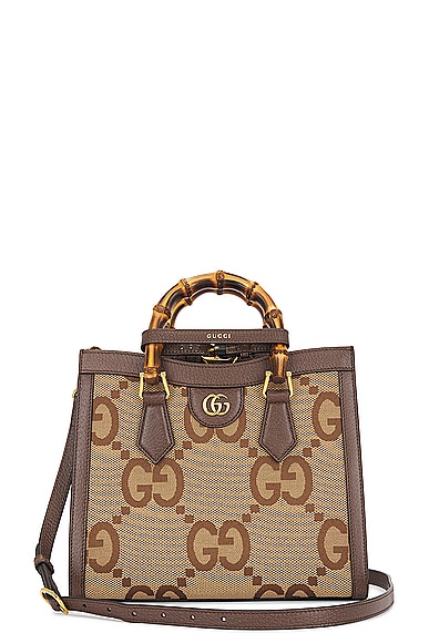 FWRD Renew Gucci Jumbo GG Bamboo 2 Way Handbag in Brown