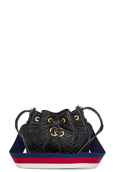 FWRD Renew Gucci GG Marmont Bucket Bag in Black