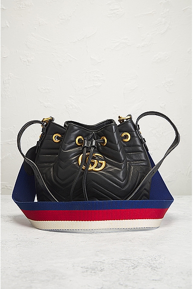 Shop Gucci Gg Marmont Bucket Bag In Black