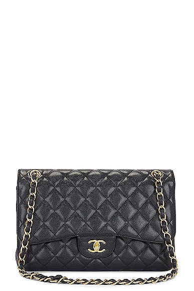 Pre-owned Chanel Caviar Matelasse Flap Shoulder Bag In Black