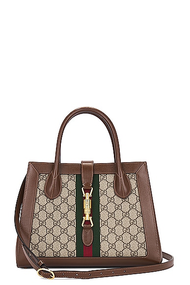 FWRD Renew Gucci Jackie Ophidia 2 Way Handbag in Brown