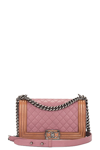 FWRD Renew Chanel Boy Chain Shoulder Bag in Pink