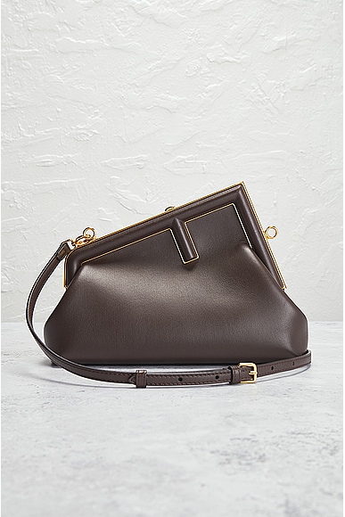 Shop Fendi First Shoulder Bag In Brown