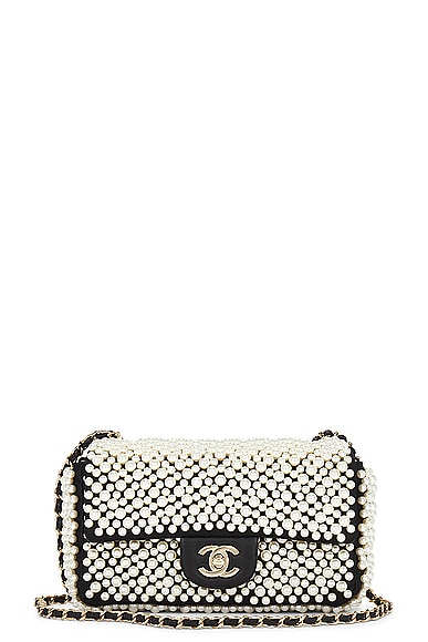 FWRD Renew Chanel Pearl Flap Bag in Black & White