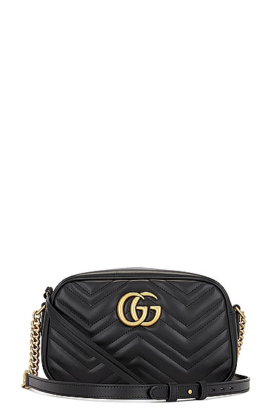 FWRD Renew Gucci GG Marmont Shoulder Bag in Black