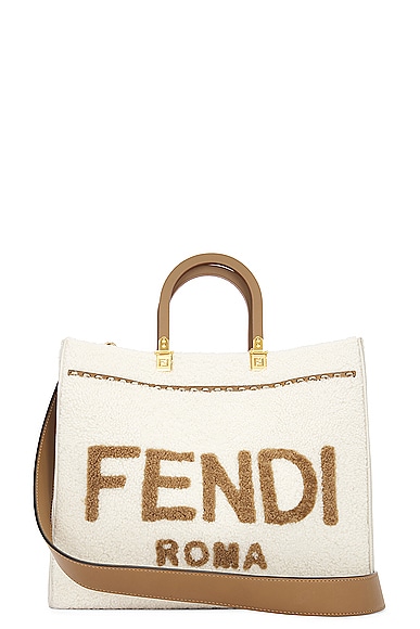 Shop Fendi Sunshine 2 Way Tote Bag In Cream