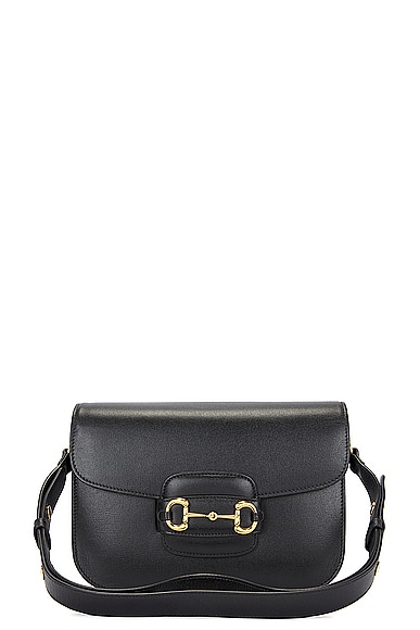 FWRD Renew Gucci Horsebit Shoulder Bag in Black