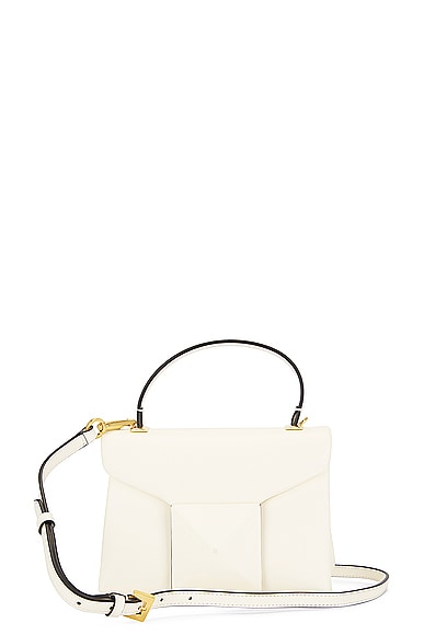 Shop Valentino Garavani Mini One Stud Top Handle Bag In Ivory