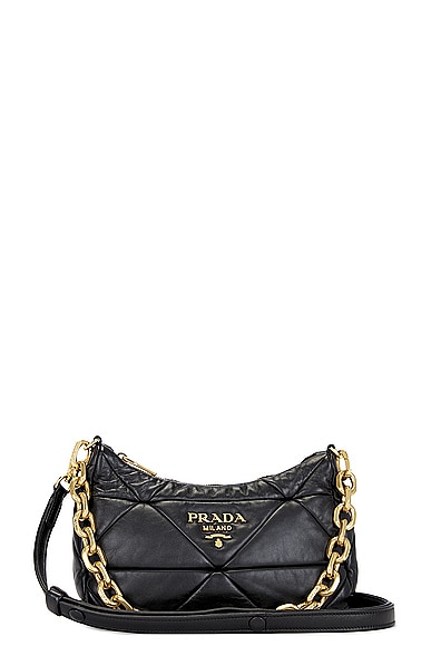 Shop Prada Quilted Chain Shoulder Bag In Black