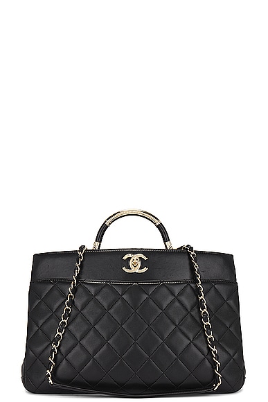 FWRD Renew Chanel Quilted 2 Way Handbag in Black