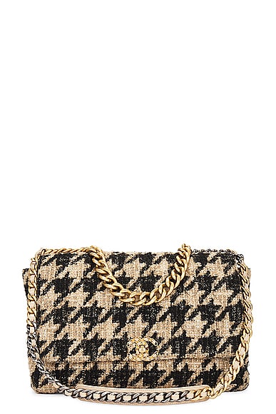 Chanel Houndstooth Tweed Maxi Flap Bag
