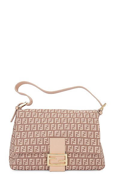 FWRD Renew Fendi Zucchino Mama Baguette Shoulder Bag in Beige FWRD