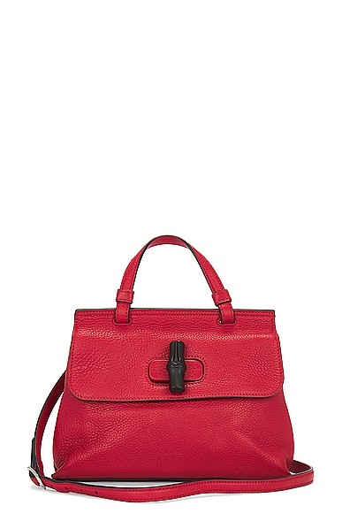 Gucci Bamboo 2 Way Handbag In Red