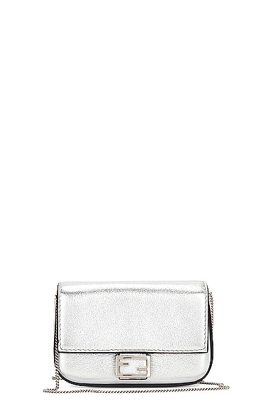 Fendi Nano Chain Shoulder Bag In Silver