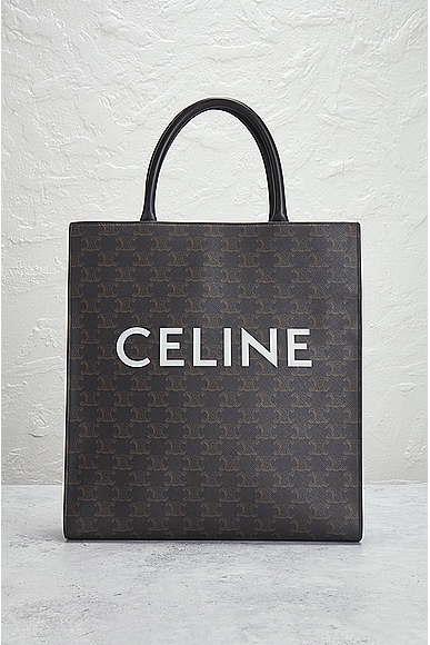 Shop Celine Vertical Cabas Tote Bag In Brown