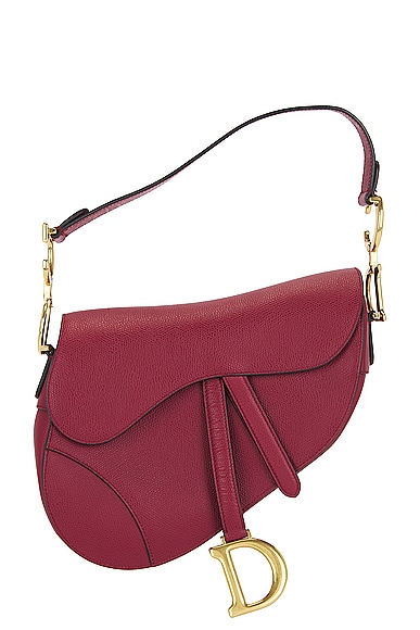 Shop Dior Leather Saddle Bag In Red