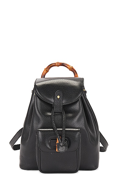Gucci Bamboo Turnlock Leather Backpack in Black
