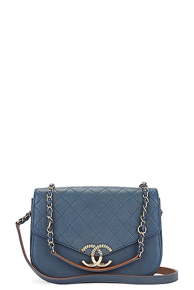 FWRD Renew Chanel Caviar Matelasse Chain Shoulder Bag in Blue