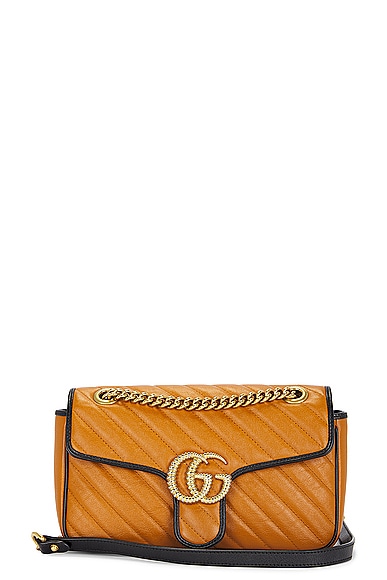 FWRD Renew Gucci GG Marmont Shoulder Bag in Brown
