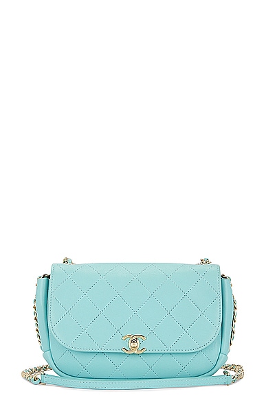 FWRD Renew Chanel Quilted Flap Shoulder Bag in Blue