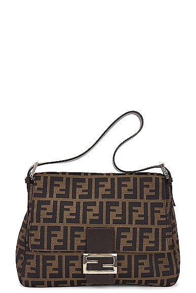 FWRD Renew Fendi Zucca Mama Baguette Shoulder Bag in Brown