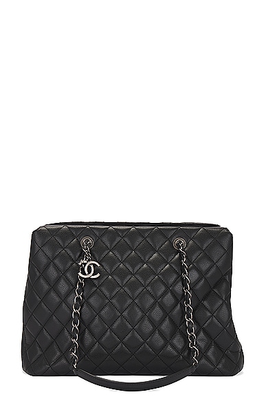 FWRD Renew Chanel Cambon Quilted Caviar Tote Bag in Black