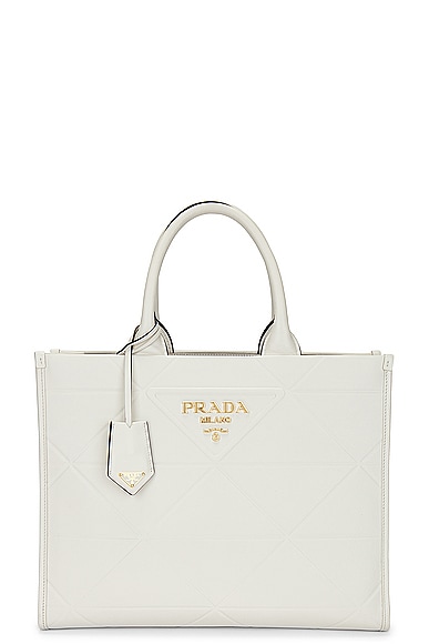 FWRD Renew Prada Quilted Tote Bag in White