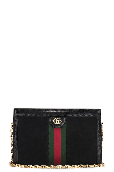FWRD Renew Gucci Ophidia Leather Suede Shoulder Bag in Black