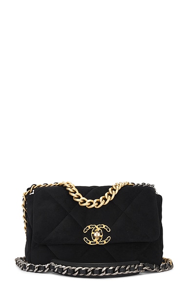 FWRD Renew Chanel Quilted Velvet Chain Shoulder Bag in Black