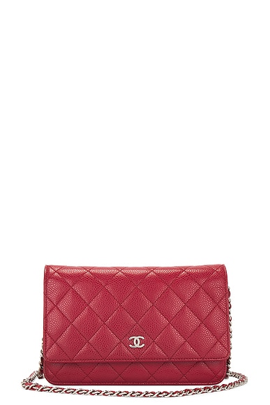 FWRD Renew Chanel Matelasse Caviar Chain Shoulder Bag in Red