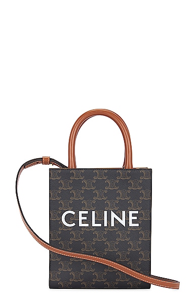 Celine Vertical Cabas Triomphe Handbag In Brown