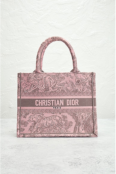 Shop Dior Toile De Jouy Embroidery Book Tote Bag In Pink