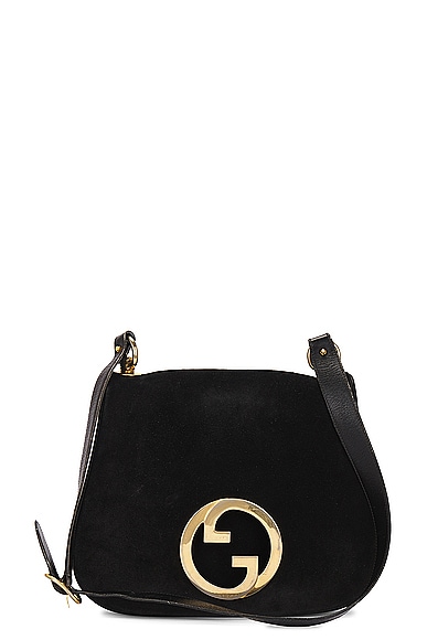 FWRD Renew Gucci Leather Interlocking G Shoulder Bag in Black