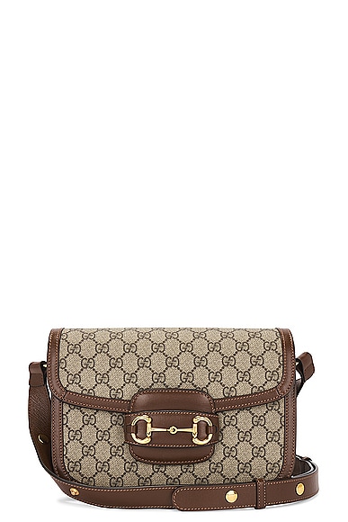 Shop Gucci Horsebit Shoulder Bag In Beige