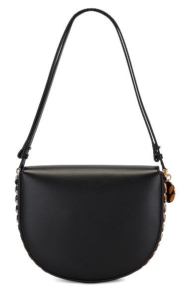 Shop Stella Mccartney Medium Frayme Flap Shoulder Bag In Black