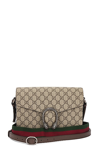 FWRD Renew Gucci GG Supreme Dionysus Shoulder Bag in Beige