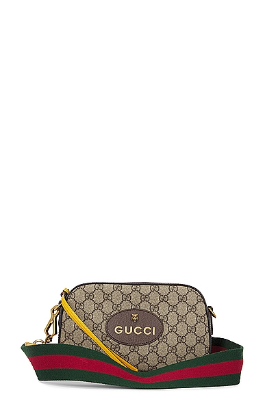 FWRD Renew Gucci GG Supreme Tiger Shoulder Bag in Beige