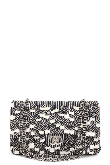 FWRD Renew Chanel Coco Mark Chain Shoulder Bag in Black & White