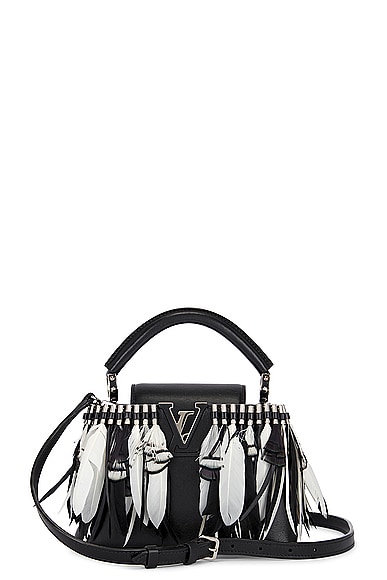 FWRD Renew Louis Vuitton Capucines Feather Handbag in Black