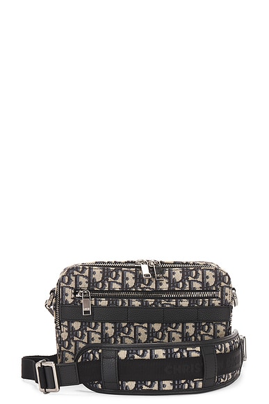 Shop Dior Oblique Safari Shoulder Bag In Black
