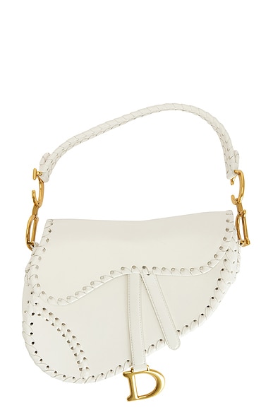 Dior Leather Saddle Bag In White